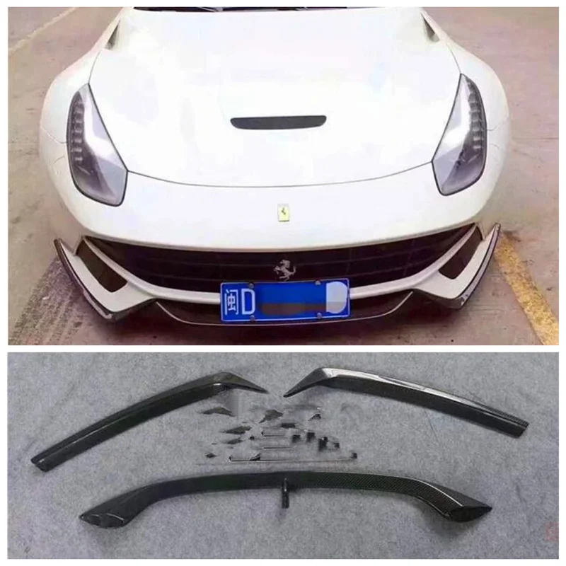 

For Ferrari F12 Berlinetta 2013-2017 High Quality 3pieces 1set Carbon Fiber Bumper Front Lip Diffuser Splitters Protector Cover