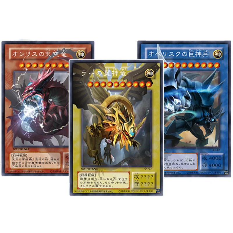 3Pcs/Set Yu Gi Oh Cards G4 Egyptian God Obelisk the Tormentor Anime Game Collection ACG DIY Color Flash Cards Off Screen Series