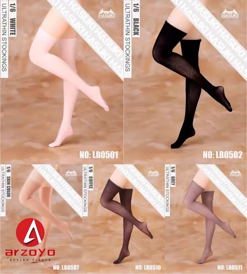 HASUKI LB05 1/6 Female Ultrathin Seamless Straight Tube Stockings Socks Clothes Model Fit 12'' Soldier Action Figure Body Dolls