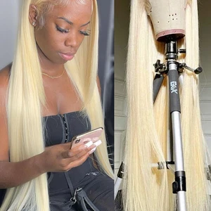 13x4 13x6 360 HD Transparent 613 Honey Blonde Color Front of Human Hair Wigs For women Brazilian raw in line straight front wig of the loop 12 Main Sales Front Lace Human Hair - №12