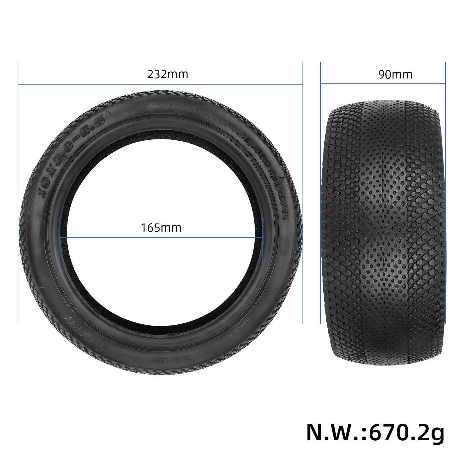 10 Inch 10X3.0-6.5 Tubeless Tire for Ninebot Mini S Pro Self Balancing Electric Scooter Rubber Road Vacuum Tyre Accessories