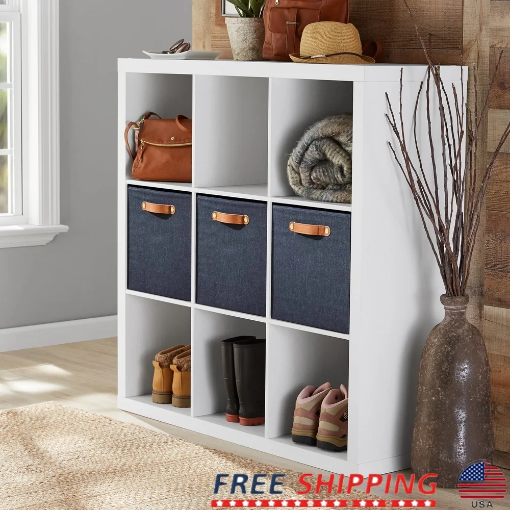 

9 Cube Storage Organizer Open Back Design 13x15x13 Compartments Wall Mounted Bookcase Modern MDF Furniture Ideal Living Room