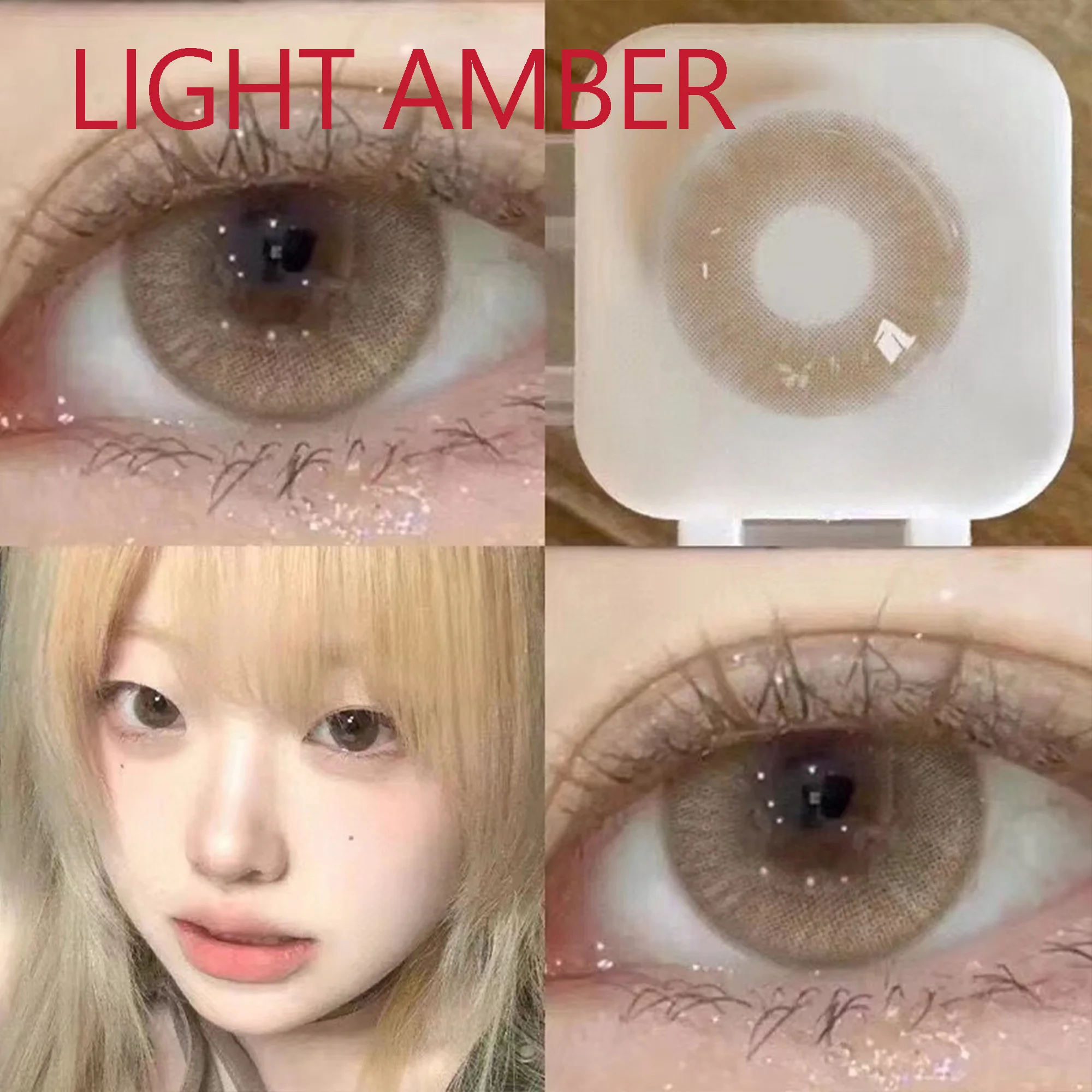 Coslens Glasses Accessories 14.00mm Soft Contacts Lenses with Power Women Men  линзы для глаз цветные Light Amber