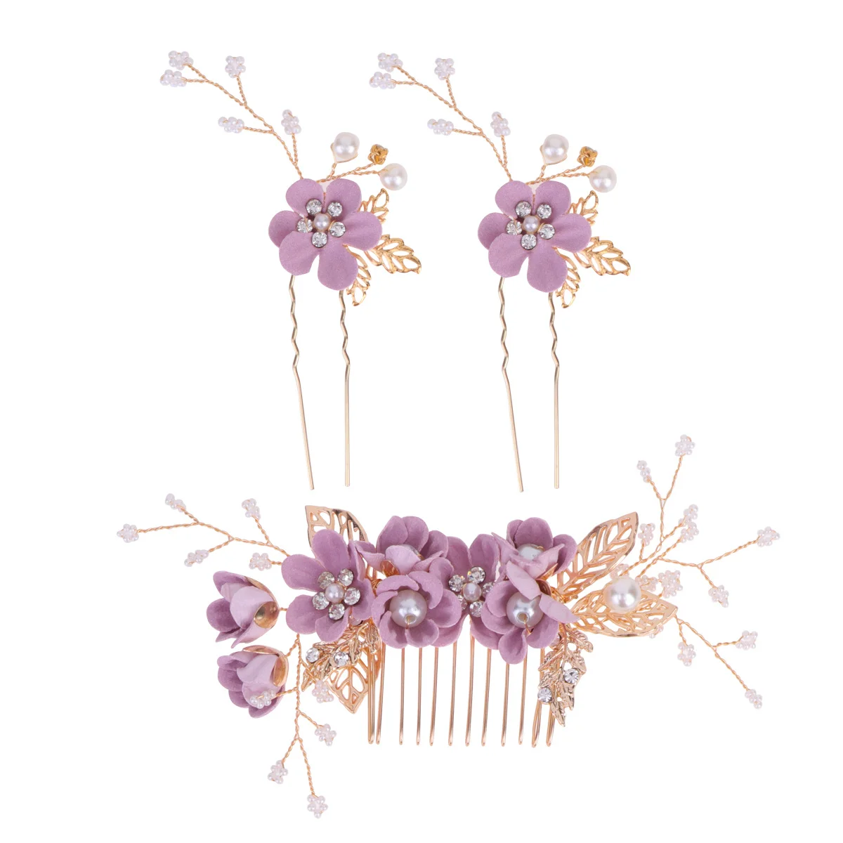 

3 Pcs Flowers Wedding Headdress Hairpin Bridal Comb for Bride Bridesmaid Proposal