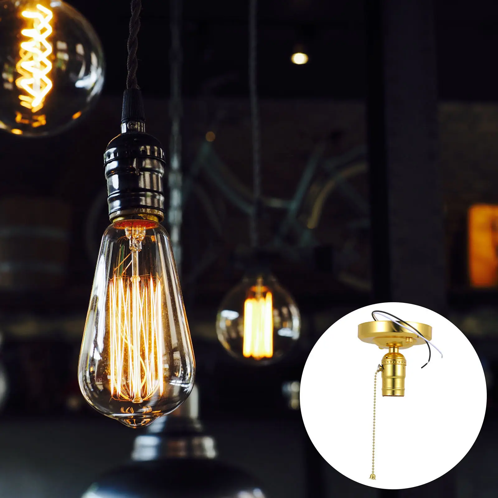 

1Set Creative Vintage Light Holder E27 Lamp Socket Pendant Ceiling Fixture for Bookstore Cafe Living Room Decor
