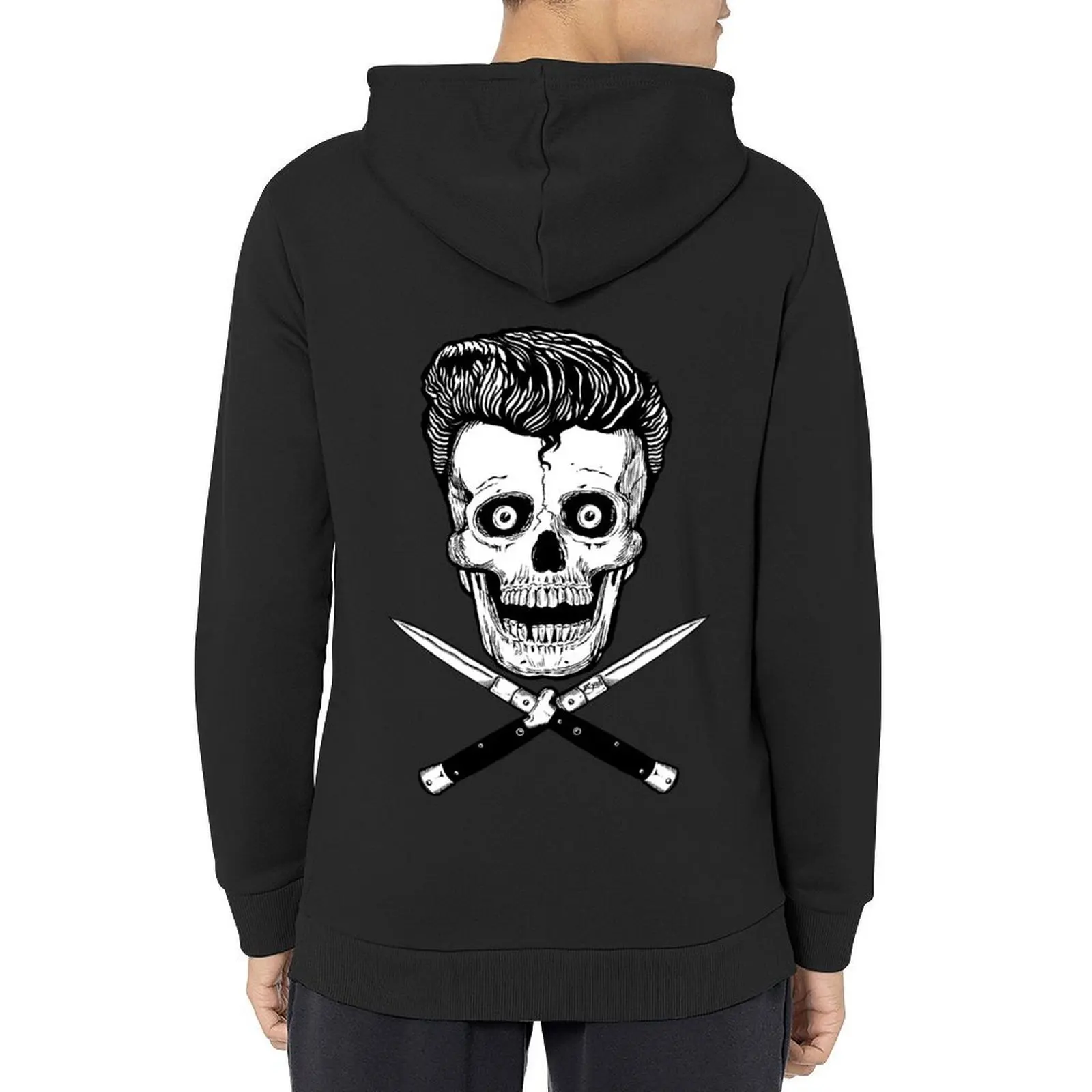 

Rockabilly Skull and Switchblades Hoodie autumn men's coat mens designer clothes mens hoodie