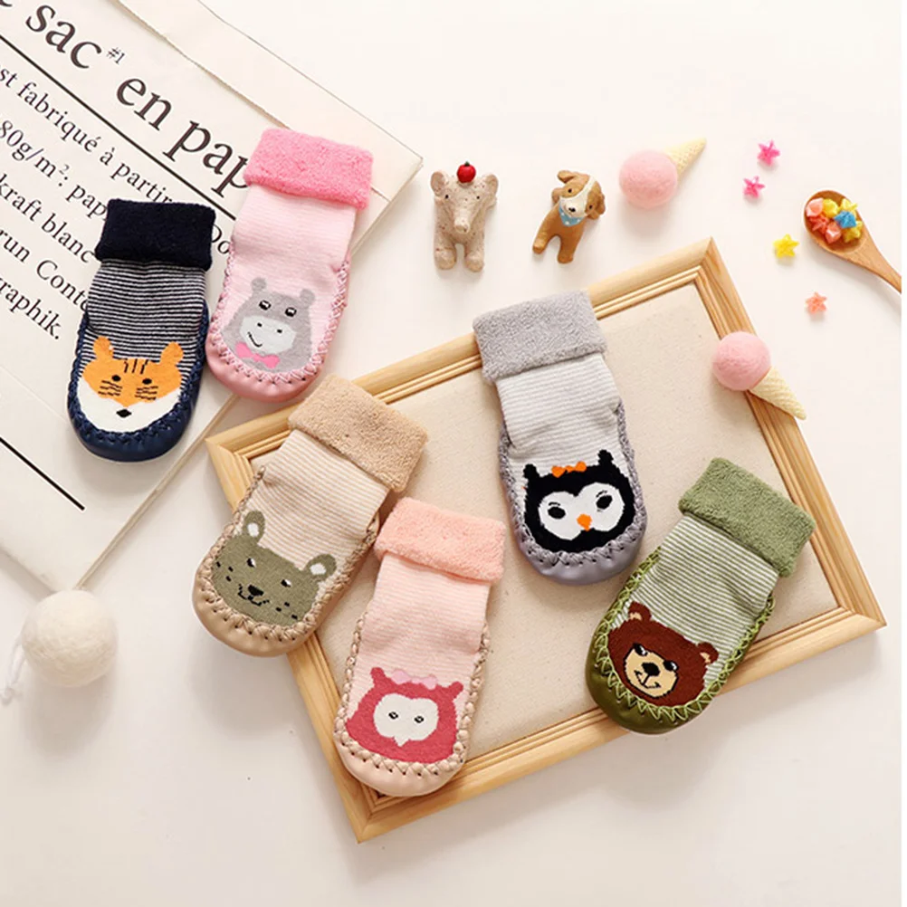 

1Pair Anti-Slip Learning Socks Toddler Cotton Cartoon Infant Baby Socks Pattern Suitable 15-23 Months Breathable