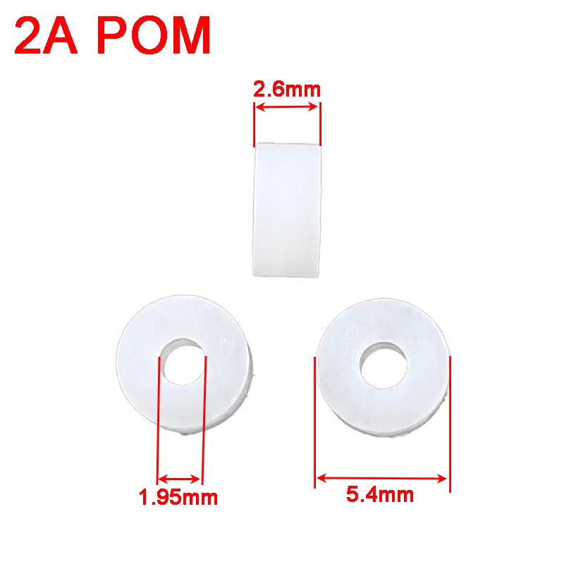 2A POM Hard Washers 2mm tight Fasteners Shaft Collars Sleeve DIY Model Parts Toy Accessories