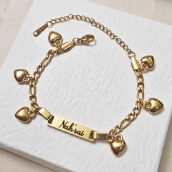 Customized Love Laser Carving Children's Name Bracelet Stainless Steel Love Children's Bracelet Birthday Gift