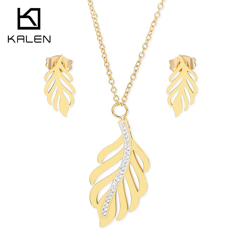 Kalen Hawaiian Plantain Leaves Charm Women Pendant Necklaces Earrings Jewelry Sets Kiribati Pohnpei Guam Tropical Plants