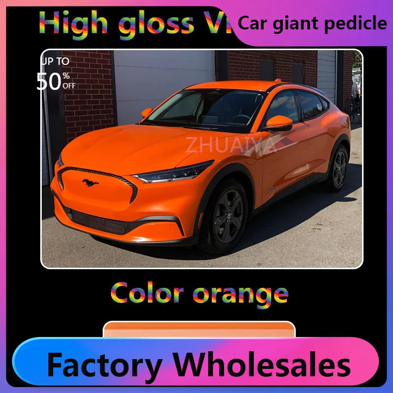 

Highest quality super gloss Orange wrap true Gloss vinyl wrap for Vehicle wrap quality Warranty ZHUAIYA