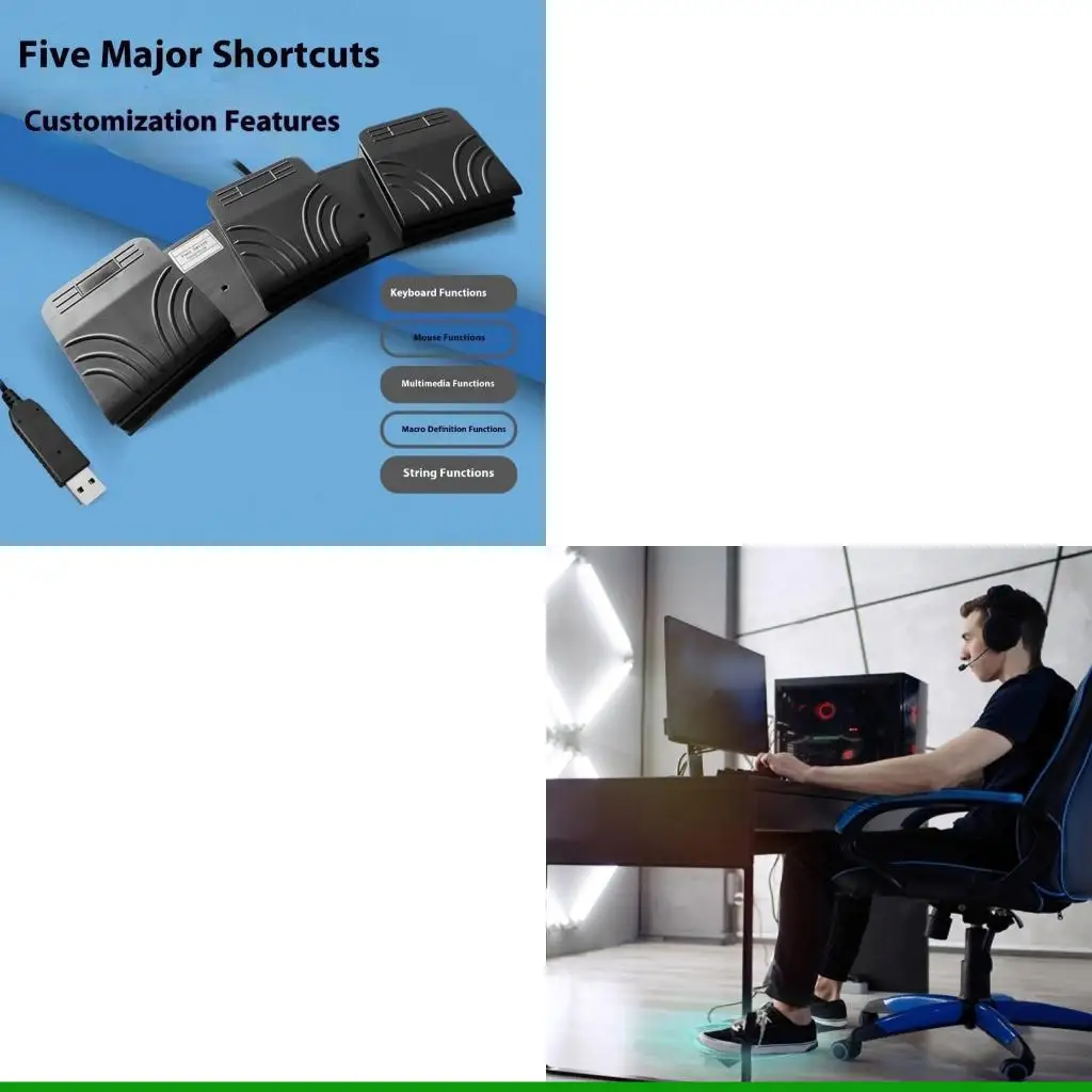 

Тройная педаль USB U55C для действий клавиатуры и функций мыши для управления компьютером