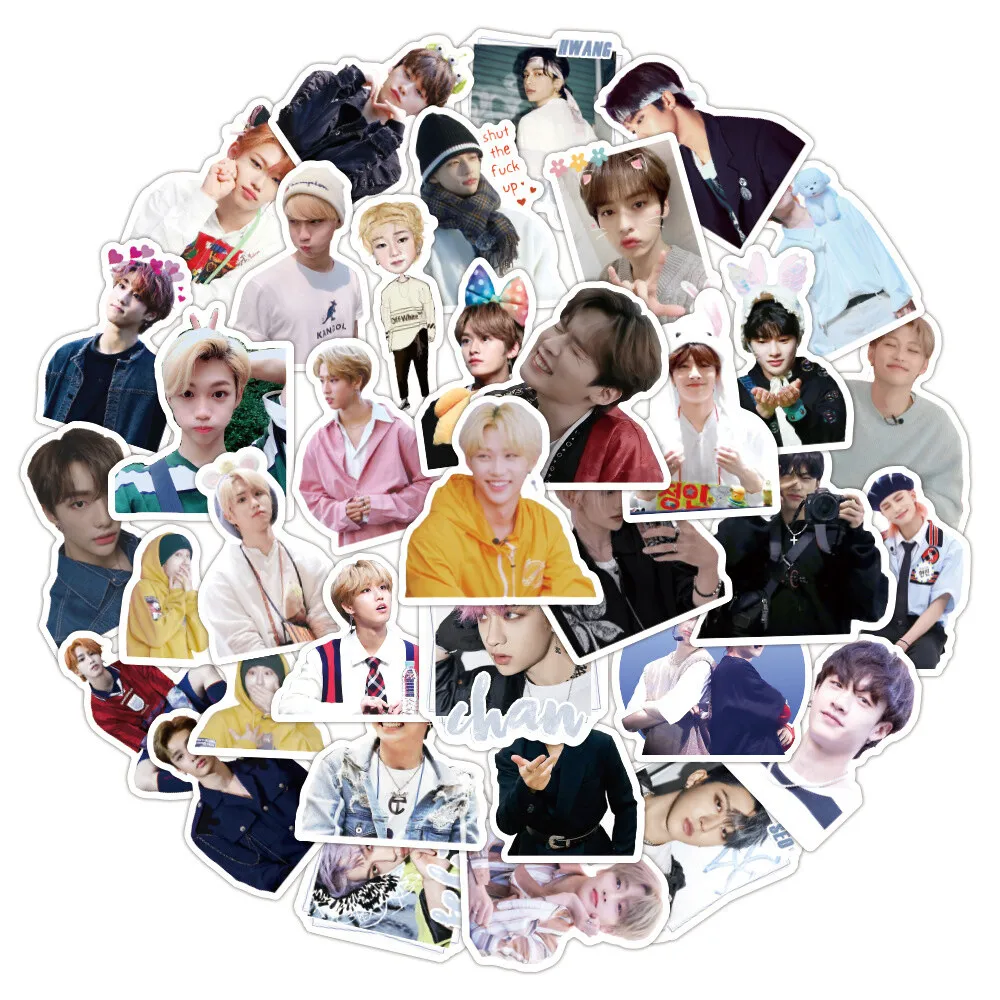 50PCS Korean Men\'s Group Stray Kids Handsome Stickers for Luggage Laptop IPad Gifts Journal Waterproof Stickers