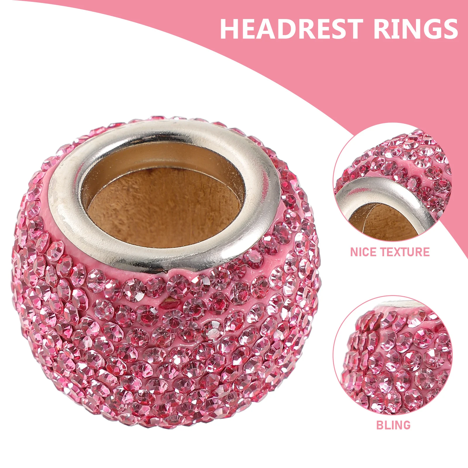 

2pcs Headrest Rings Bling Car Headrest Collars Decorative Automotive Interior Accessories Durable Shiny Seat Decor For Front