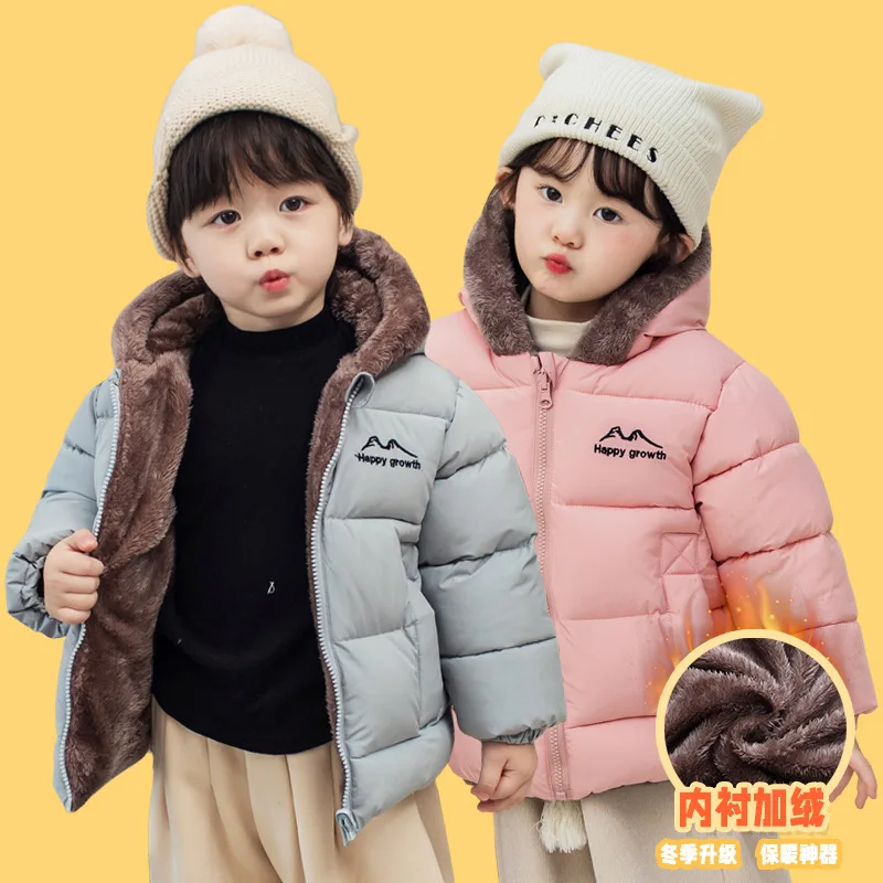 

Двусторонняя детская куртка с капюшоном на подкладке из шерпы, зима 2024, двустороннее термохлопковое пальто, теплая стеганая одежда для больших мальчиков и девочек