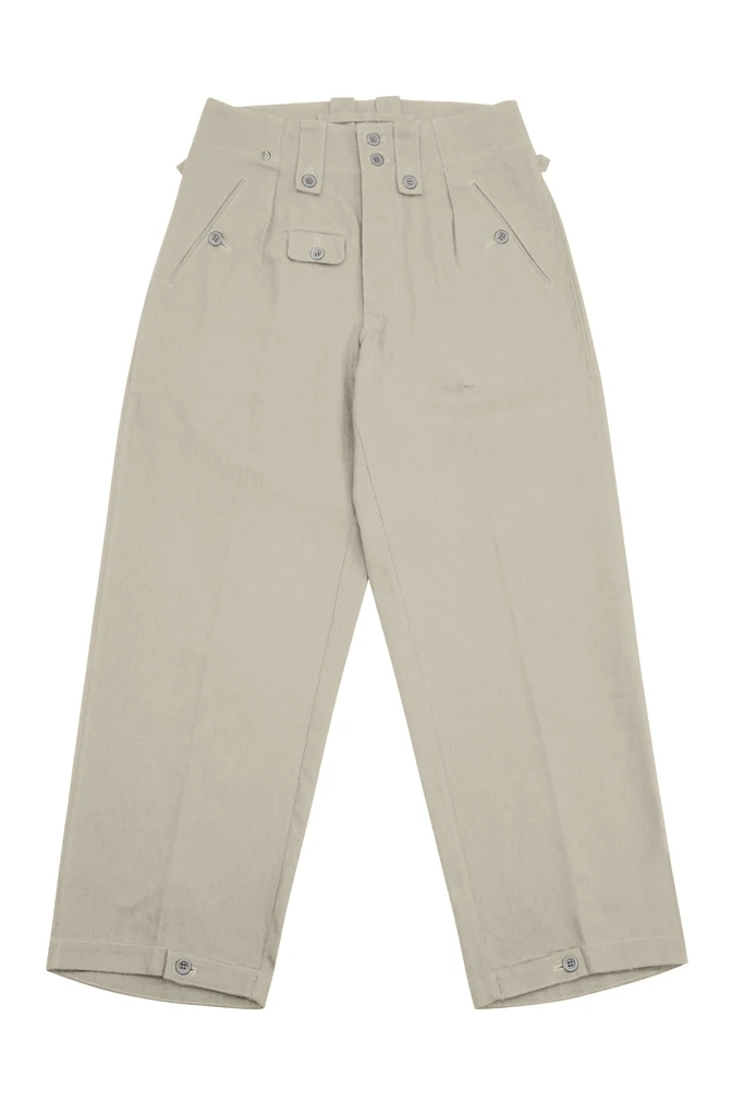 Pantalon M43 allemand de la seconde guerre mondiale, vêtement d'été blanc cassé, HBT, GUHB-015