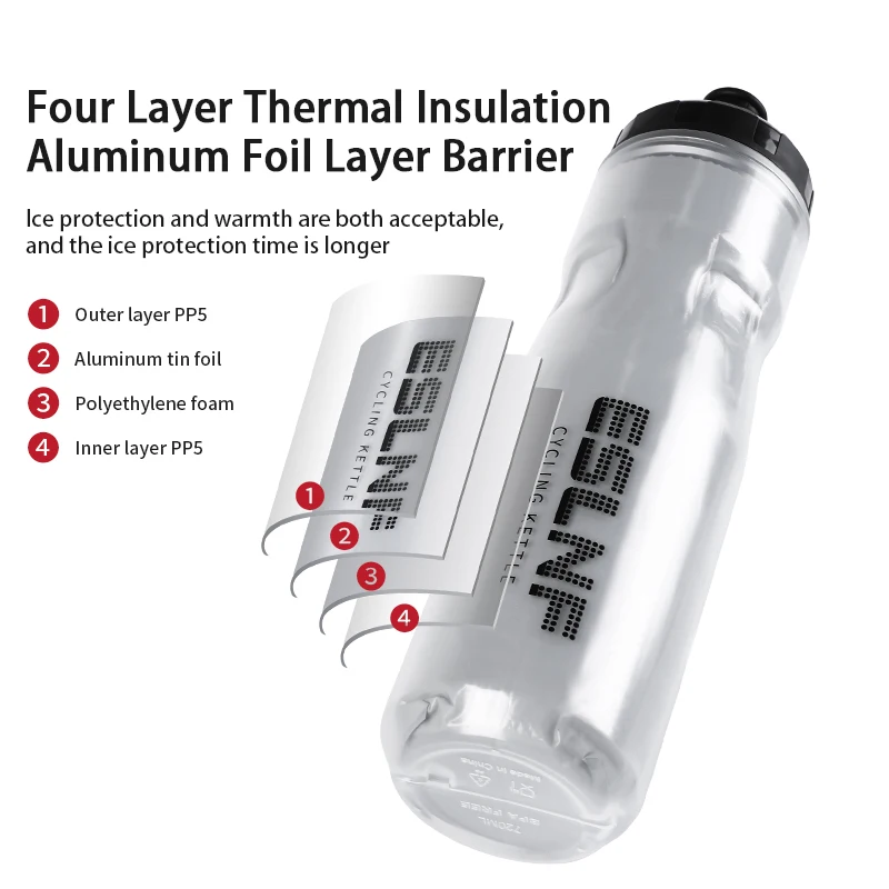 ESLNF 720ml Bicycle Bottle Keep Cold Thermal Large Capacity Water Bottle Cycling Outdoor Sports