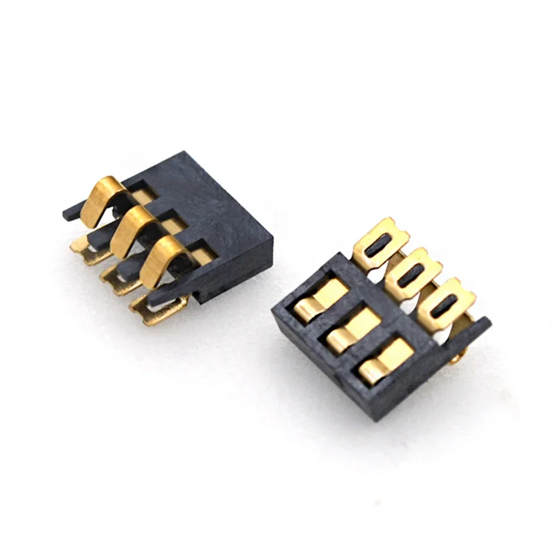 10 PCS 3 Pin Spring Compression Contact 2.0 mm Pitch   Male Connector Surface Mount Battery Connectors Reflow Solder PCB