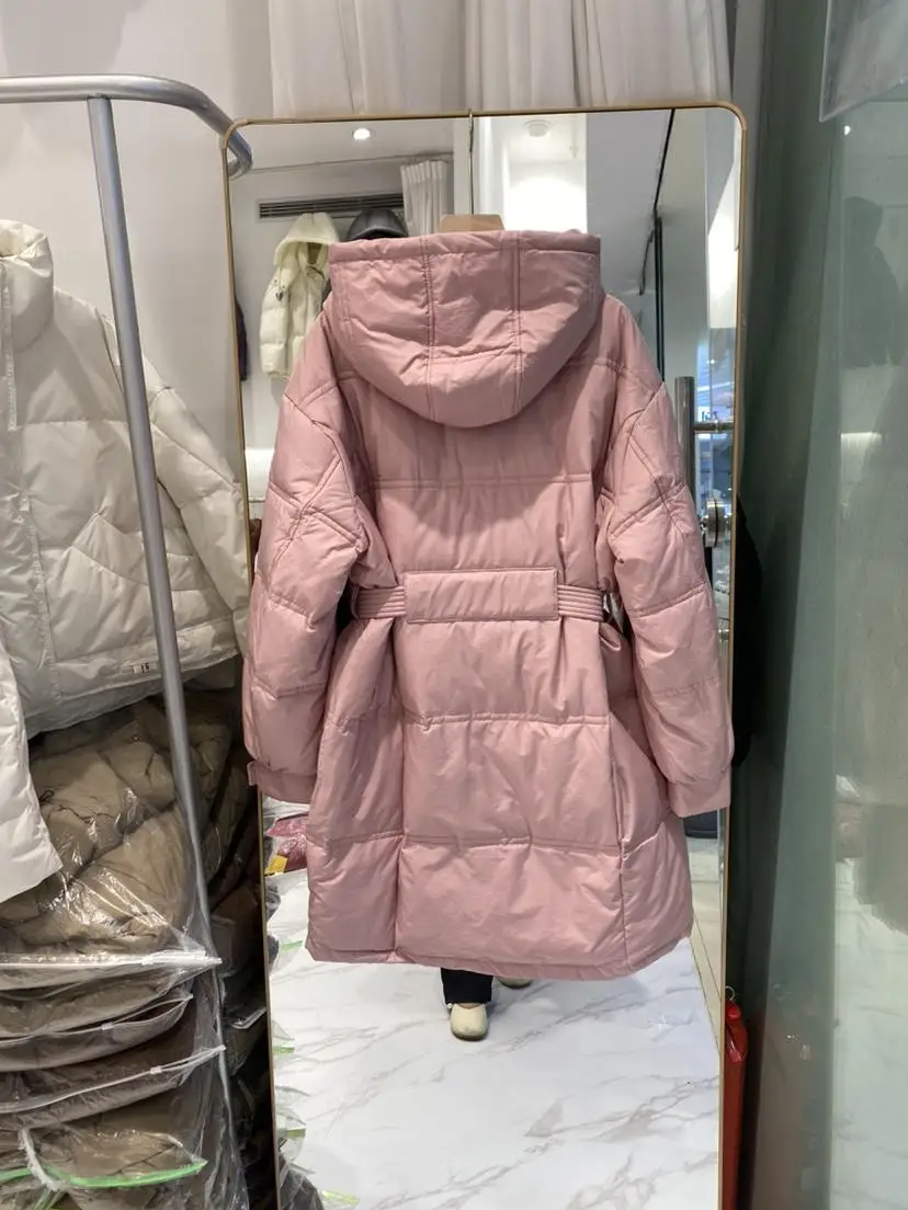 2025 invierno nueva chaqueta de plumón para mujer Sudadera con capucha holgada para ir al trabajo Parkas a prueba de viento de plumón de pato blanco