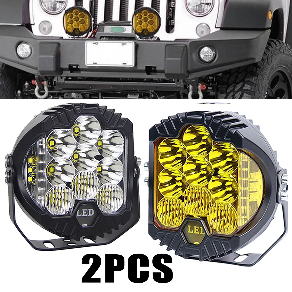 2PC LED Work Light Amber White Led Fog Driving Combo Lights Bar for Jeep Wrangler Off road 4x4 Lada Pickup Ford Truck 3/5/7 Inch