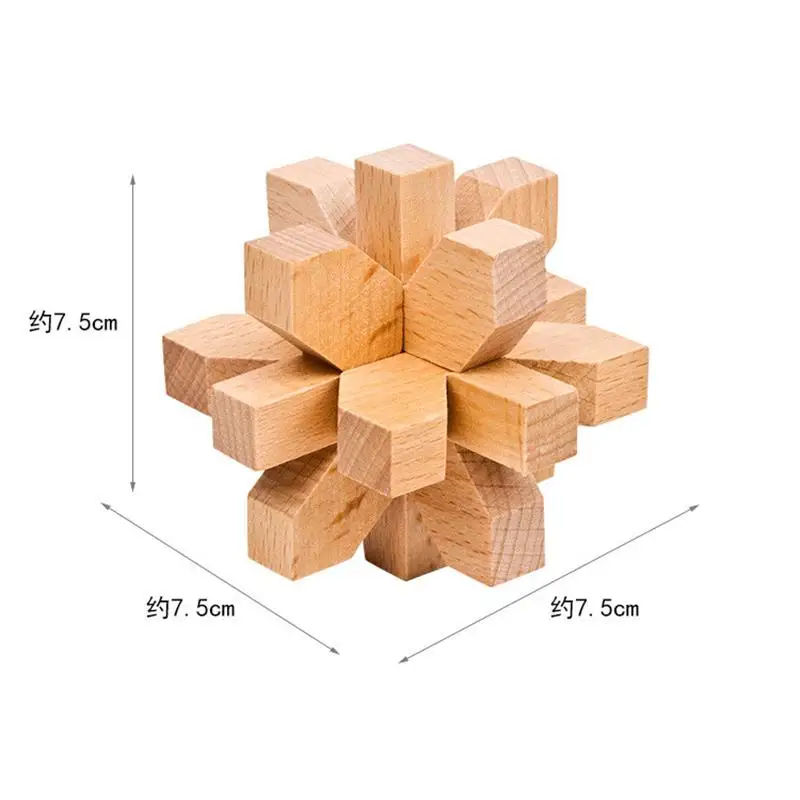 Rompecabezas clásico de madera con forma de copo de nieve para adultos, rompecabezas 3D de enclavamiento de madera