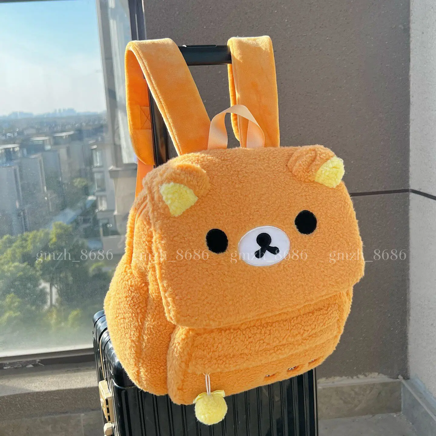 Novo bonito rilakkuma urso menina mochila de pelúcia estereoscópica saco de maquiagem portátil saco de armazenamento bonito dos desenhos animados fácil urso armazenamento w