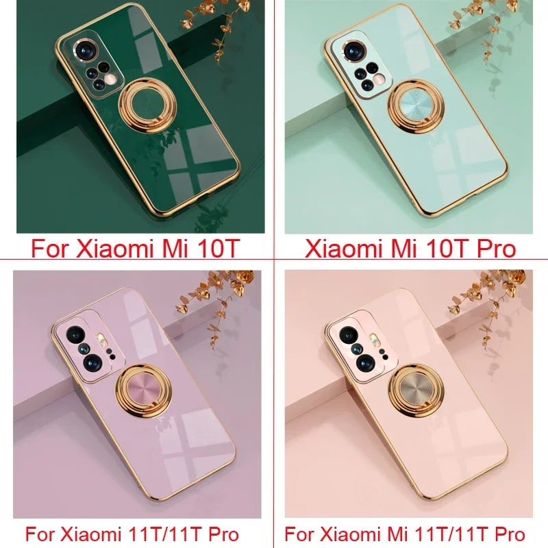 Luxury Plating Silicone Case For Xiaomi Mi 13T 13 11T 12T Mi11T 14 Mi14 Mi11T Mi12T Mi13T Full Protective Cover With Ring Holder