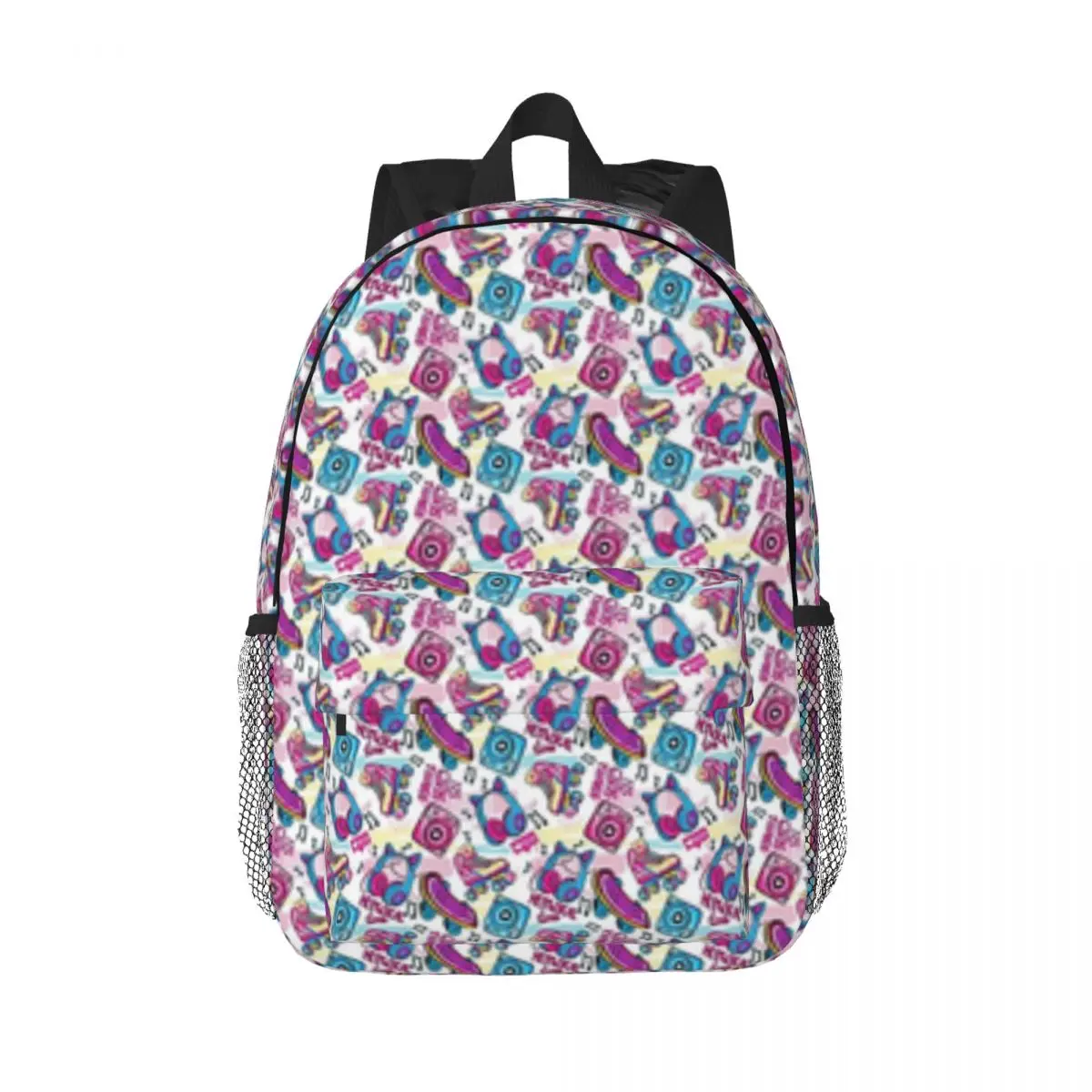 Mochila escolar de grande capacidade, padrão skate, padrão skate, apto para meninas, crianças, meninos, estudante, 15"