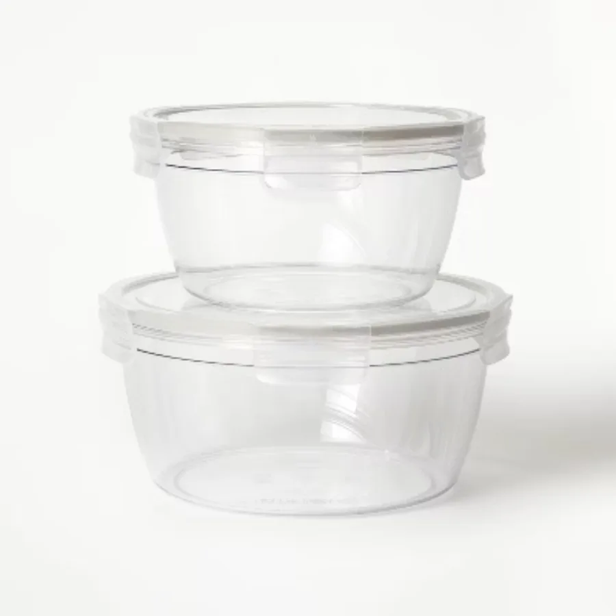 Conteneurs hermétiques de conservation des aliments (paquet de 2.8,5 et 14 tasses). Boîtes en plastique rondes et empilables sans BPA pour restes, préparation de repas