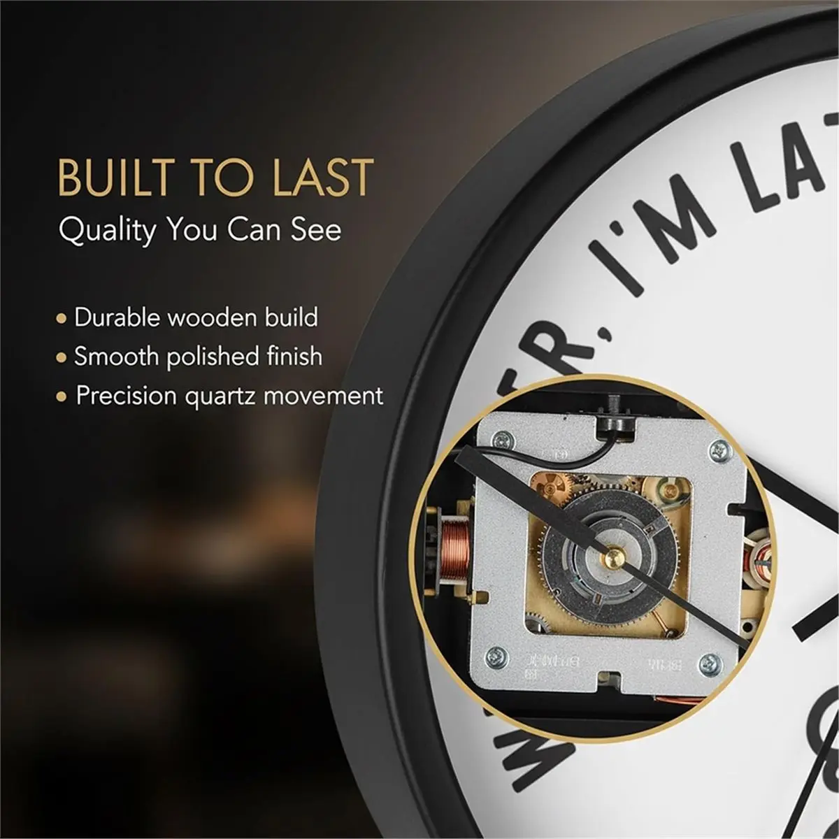 Whatever I'M Late Anyway Wall Clock Funny Sarcastic Clock Large Funny Wall Watch Irregular Number 12inch Wooden