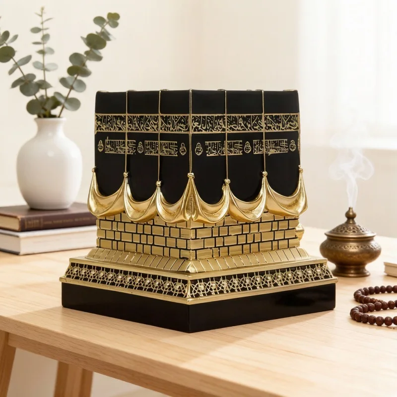 

1pc Kaaba Replica Model Islamic Muslim Turkish Ramadan Eid Islamic Gifts Home Decorations Imitation Metal Decoration