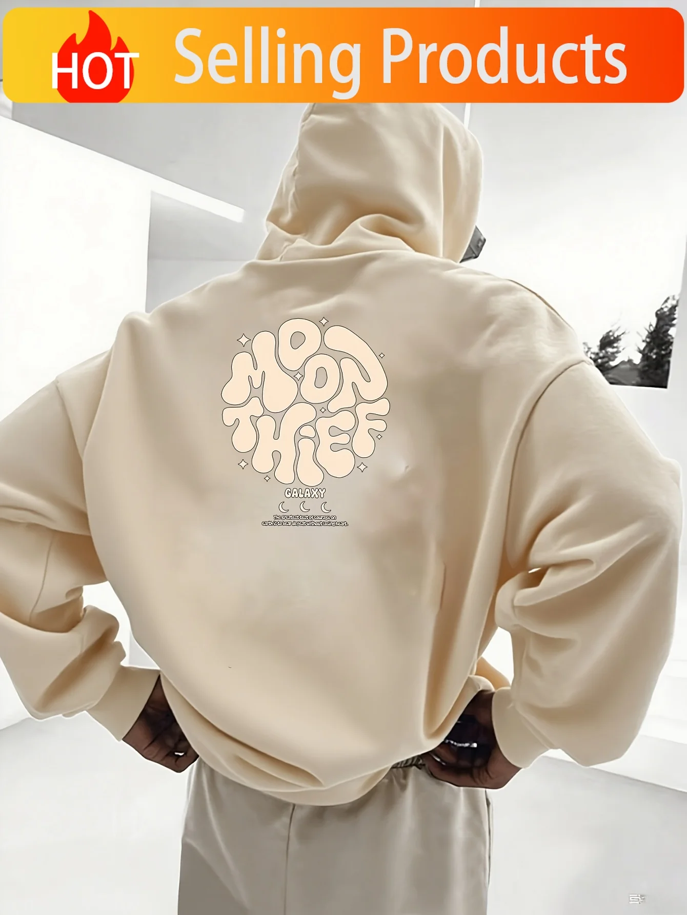 Men'S Fall Winter Top Fashion Print Hooded Fleece Sweatshirt, Versatile Athletic Casual Loose Wide Hooded Sweater XZ037-S