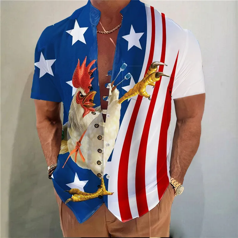 2025 Camicie da uomo Nuova camicia con bottoni stampati Colletto alla coreana alla moda Camicie da uomo larghe Casual Streetwear Abbigliamento da uomo musulmano