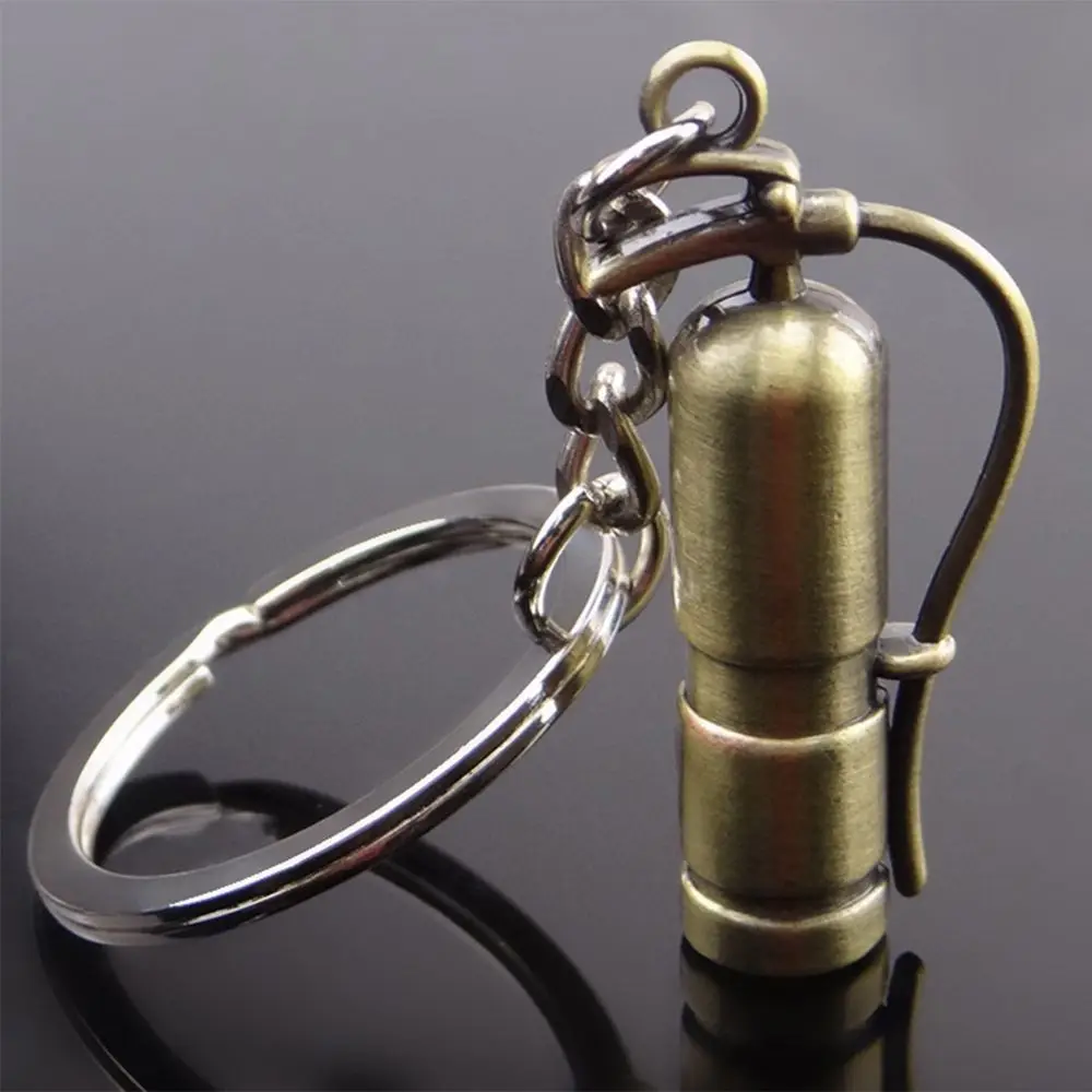 Retro Cool Brand NEW Hanging Brown Metal Gift Hot Car 1PC Key Ring Fire Extinguisher Shape Alloy Keychain