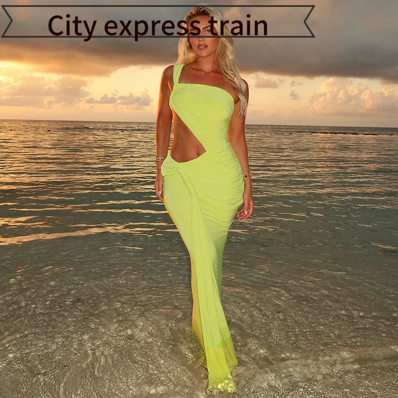 

Sexy Strapl Slim Fit Slit Dr Women's Pure Desire Hollow out mid Waist Polyester Summer Season oulderl Bodysuit