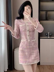 Autumn Collection Elegant Women's Fashionable Socialite Styled Tweed Dress New Arrival Spring Autumn Small Fragrant Style Dress