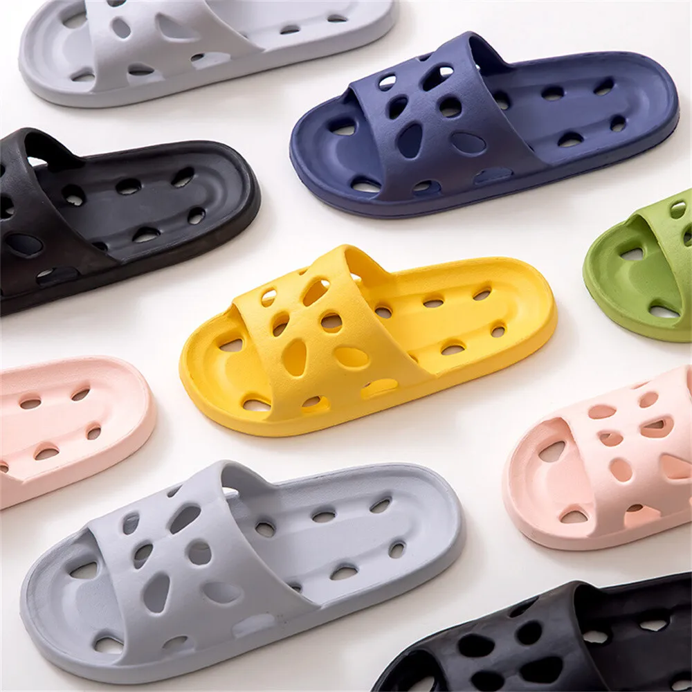 Women Men Shower Bath Slippers Non-Slip Home Bathroom Hollow Sandals Shoes Size