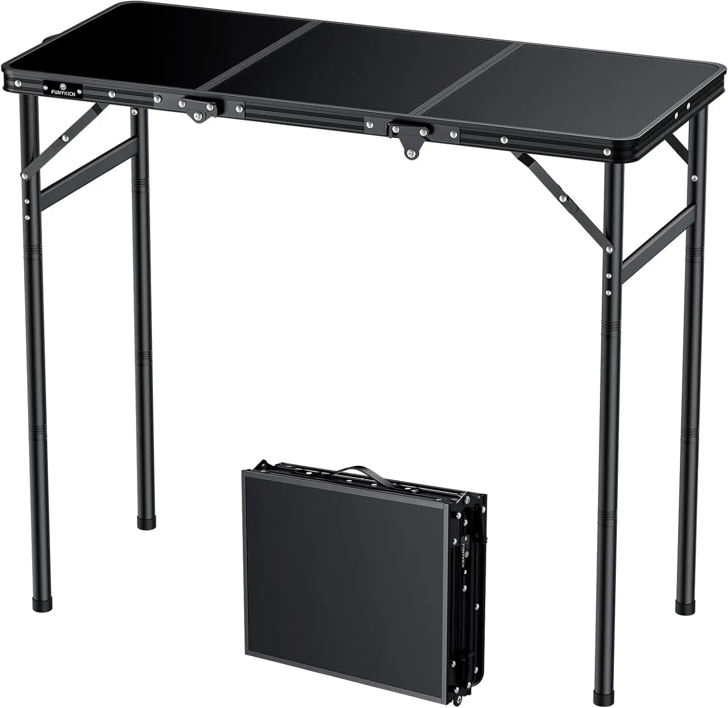 

3ft Camping Folding Table with 3 Heights, 35.4"x15.7", Max 29.4" Portable Outdoor Table