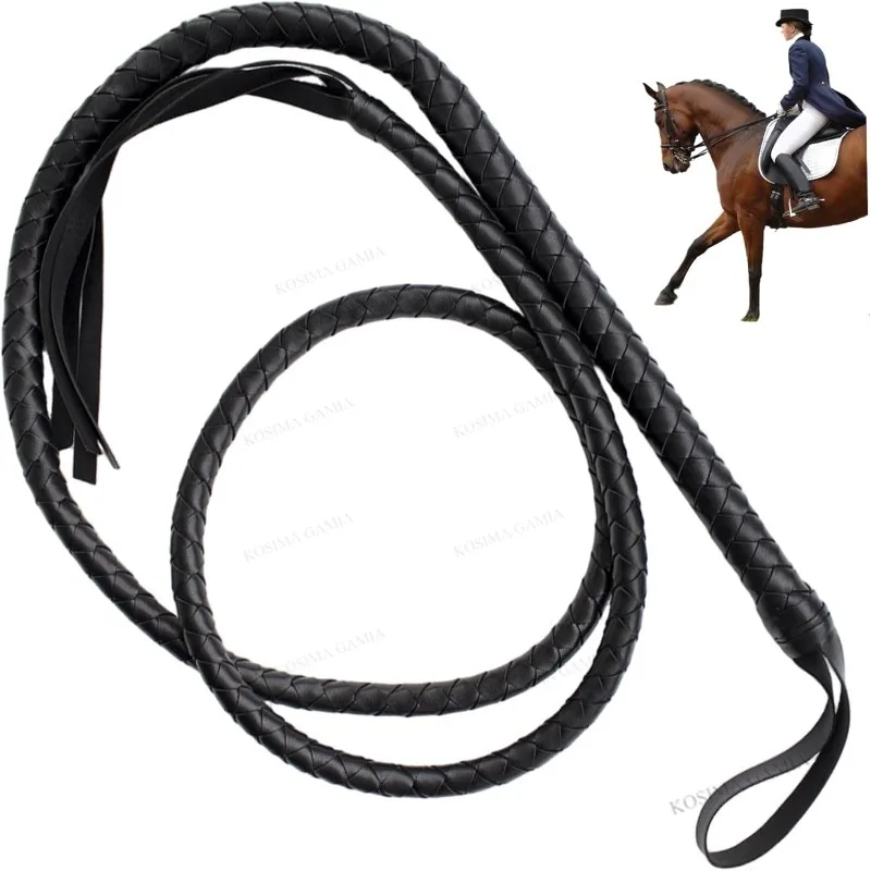 Chicote de Treinador de Circo 1,8m em Couro Sintético PU, Acessório de Chicote para Fantasia de Cowboy Ocidental, Performance e Palco