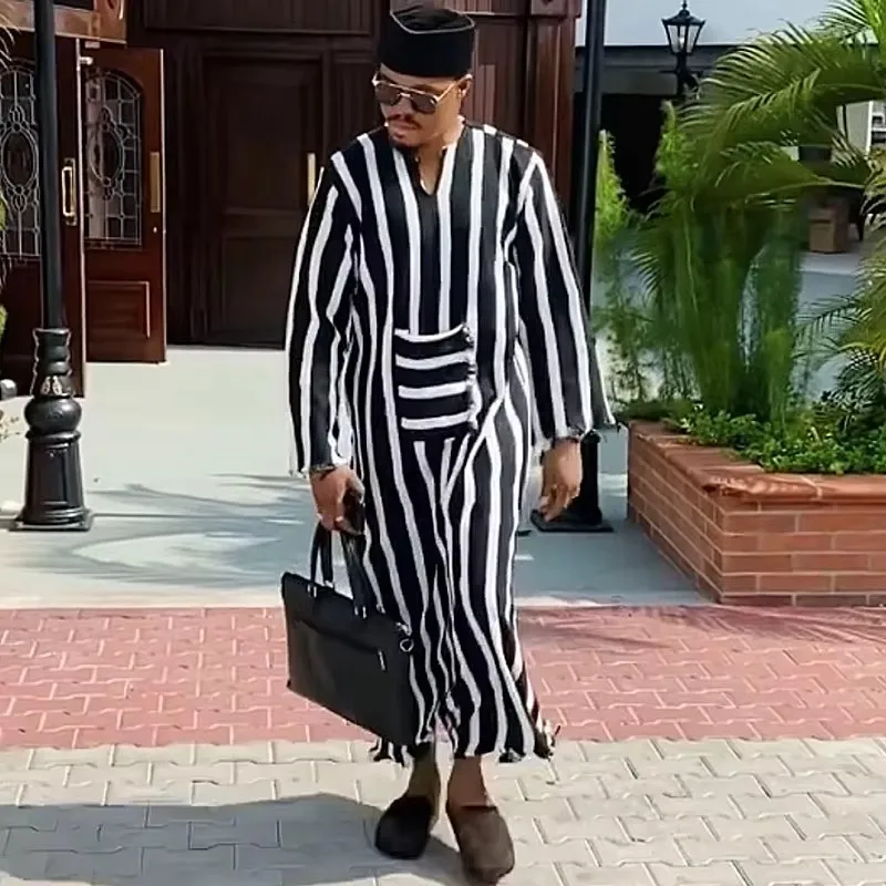 Jubba Thobe untuk Pria Pakaian Muslim Islami Fashion Maroko Arab Saudi Dubai Oman Dewasa Lengan Panjang Ukuran Kasual Kaftan