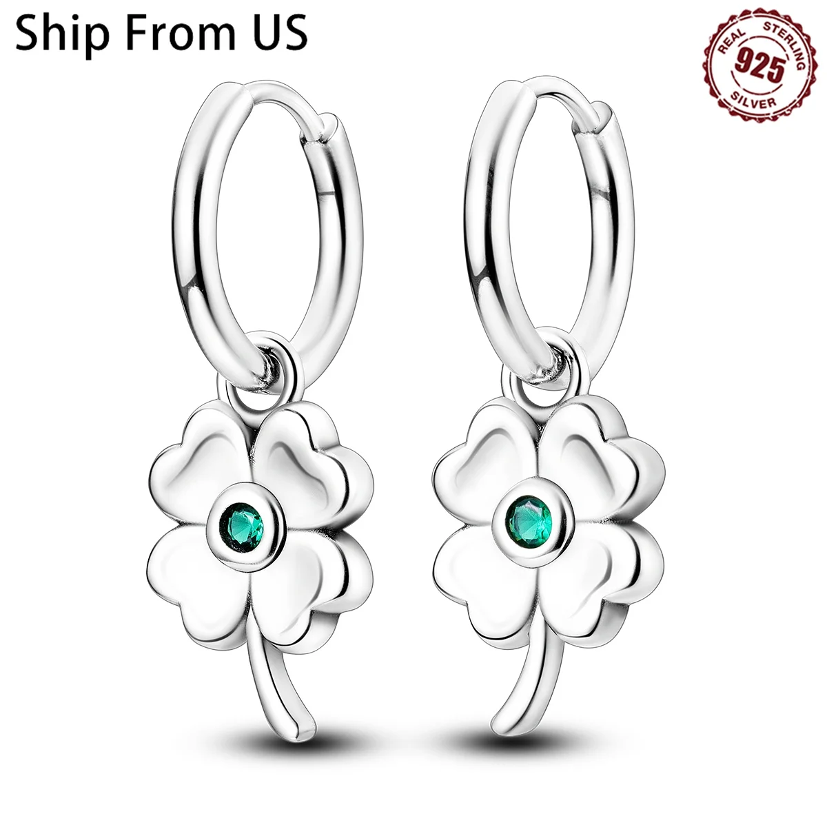 925 Sterling Silver Four Leaf Clover Lucky Symbol Series Drop Earrings For Woman Fashion Party Gifts Elegant Jewelry Accessories