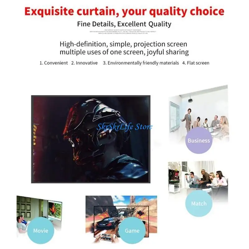 E65E Projector Screen 150 inch 16:9 Foldable Anti-Crease Portable Projection Movies Screen for Home Theater Outdoor Indoor view 3
