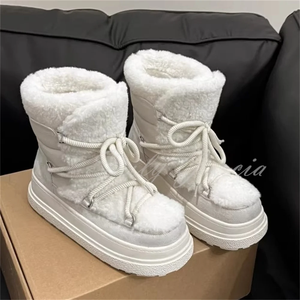 2026 شتاء جديد الخبز حزام أفخم الثلوج الأحذية للنساء جولة تو سميكة القاع المخملية الدافئة حزام المضادة للانزلاق القطن الأحذية #4