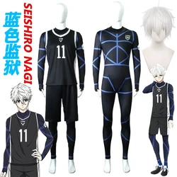 Anime Blue Lock Nagi Seishiro Cosplay Costume Black Jersey Jumpsuit Wig Men Football Jersey Seishiro Nagi Cosplay Costumes Women