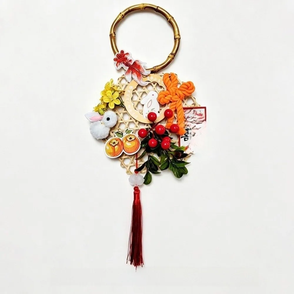 Home Decor Hanging Mid-Autumn Festival Ornaments Pendant Rabbit Wall Decoration Hollow Out Bamboo Weaving Door Ornaments Outdoor