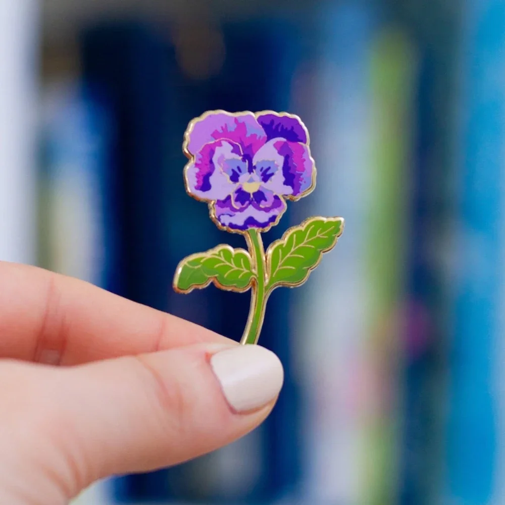 Violet Floral Enamel Pin Delicate Flower Lapel Badge Botanical Brooch, Nature Lover Gift Bloom, Garden Enthusiast Pin