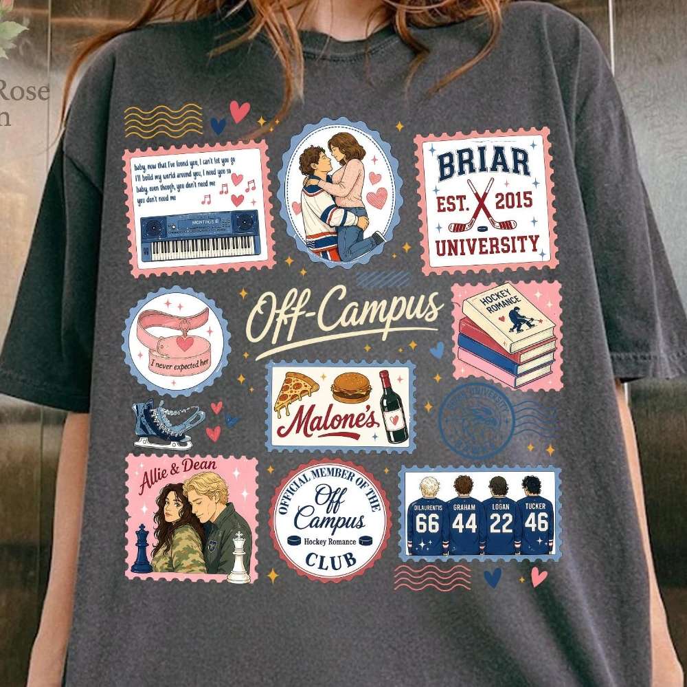 Hockey Stamps T Shirt Briar University Hockey Romance Design Print Graham 44 Tee Reading Lover T Shirt