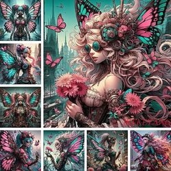 Steampunk Butterfly Girl Picture Full Square/Round Drill 5D DIY Diamond Painting Diamond Embroidery Cross Stitch Home Decor