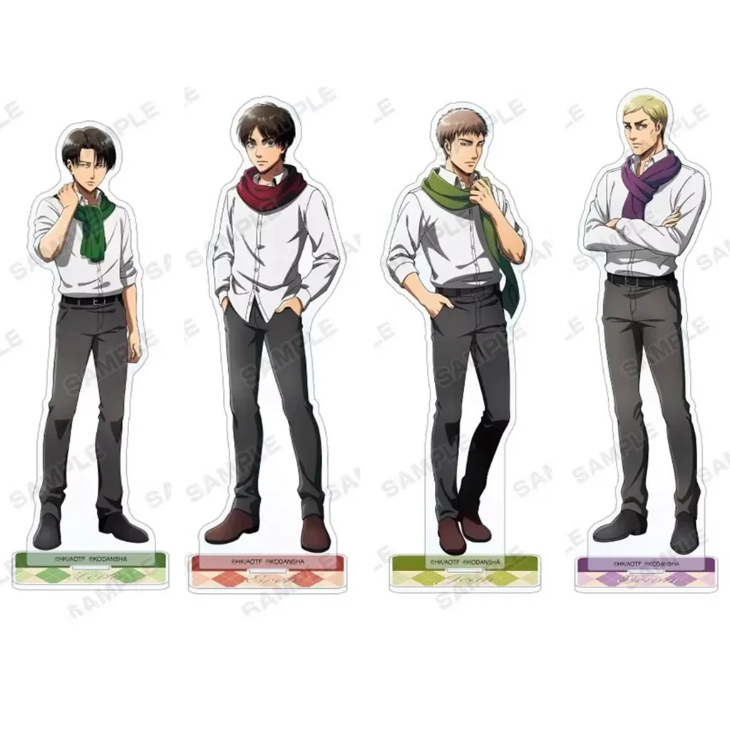 Game Levi Ackerman Acrylic Stand Doll Anime Erwin Jean Eren Yeager Figure Model Plate Cosplay Toy for Gift