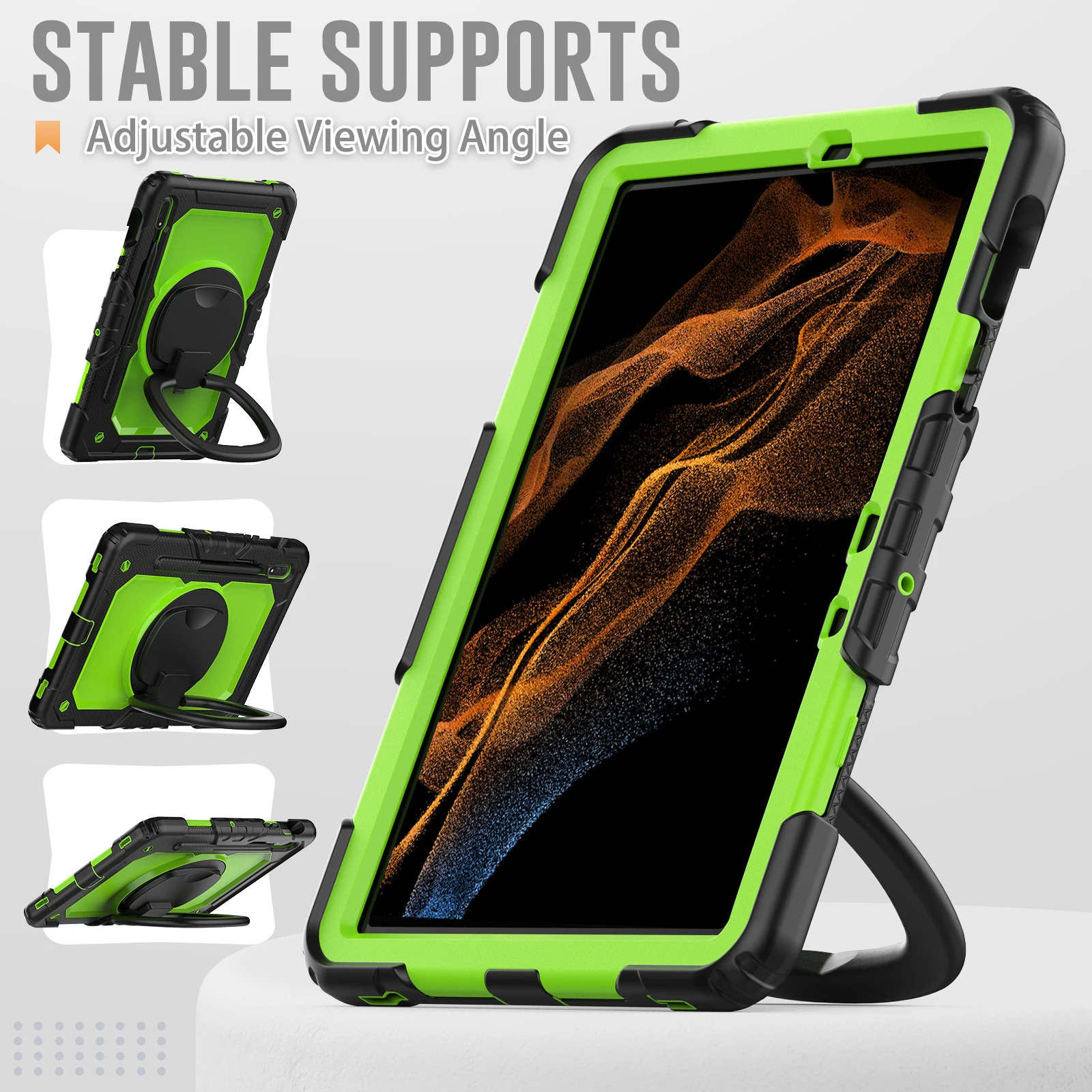 Rotating Case For Samsung Galaxy Tab S9 FE S8 S7 SM-X710 X716 X510 X516 X700 X706 T870 T875 11 inch Heavy Duty Cover Handle Grip